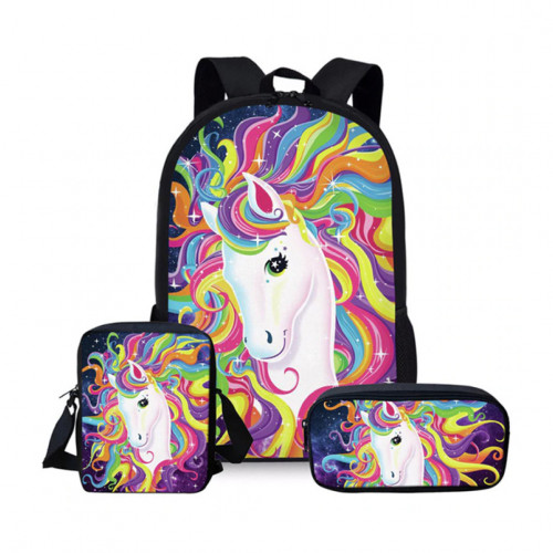 ForUDesigns Cartoon Unicorn Backpack 3 Pcs/set